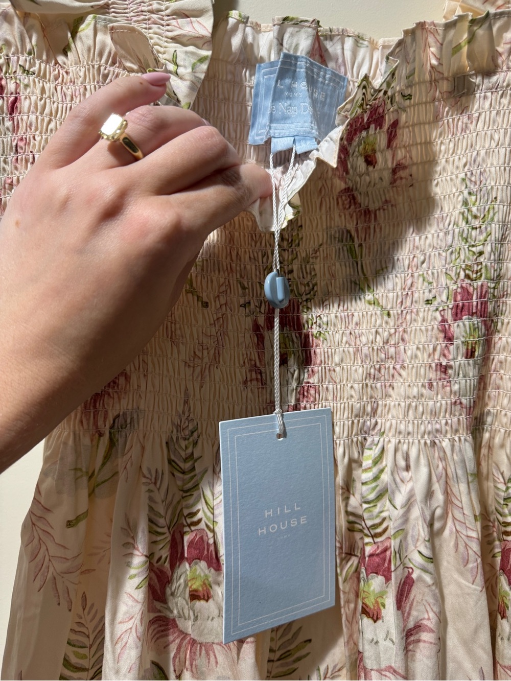 Hill House Nap Dress in Cream and Pink - Picture 2 of 3